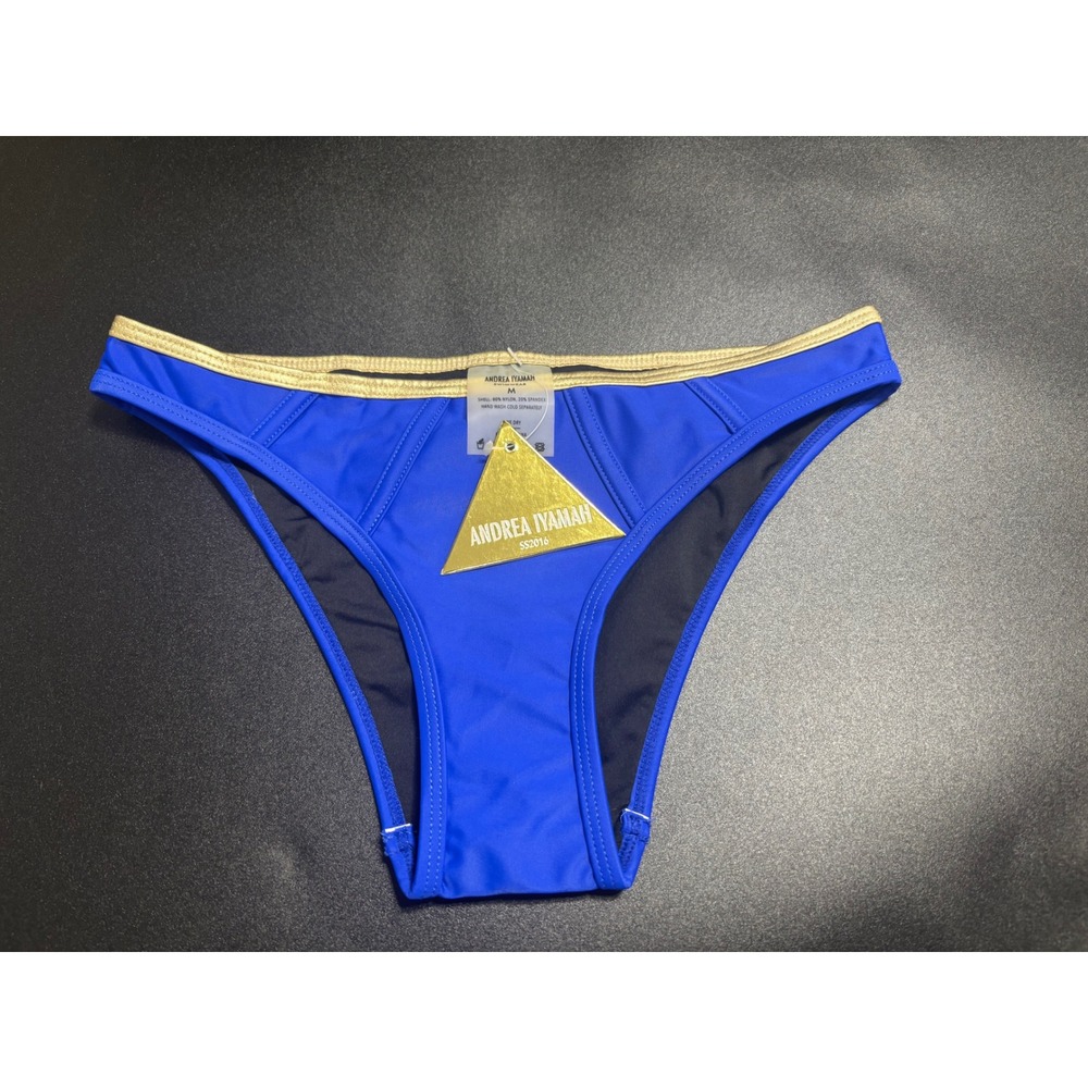 Andrea Iyamah‎ NEW Blue And Gold Bikini Bottoms Size Medium
